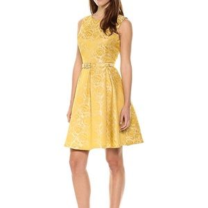 Chic Gold Jacquard Cocktail Dress